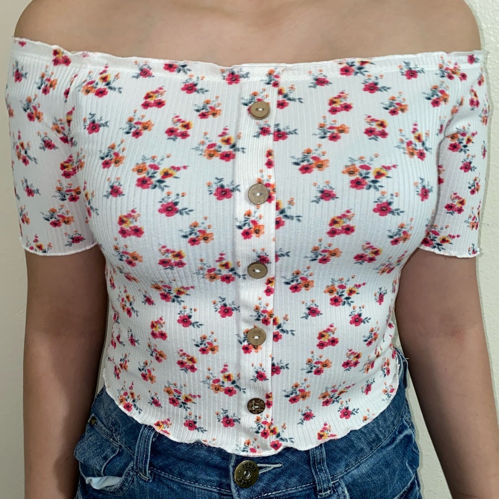 Mixed Threads Off The Shoulder Floral Top